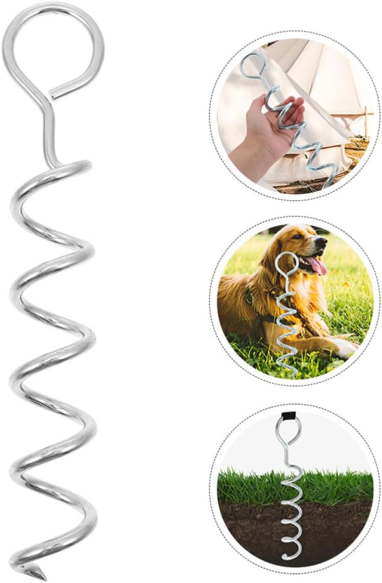 Mobestech Heavy Duty Spiral Dog Stake Portable and Sturdy with Handle 2pcs Metal Ground Stake Iron Dog Tie-Out Anchor for Outdoor Use for Camping and Garden and Tents