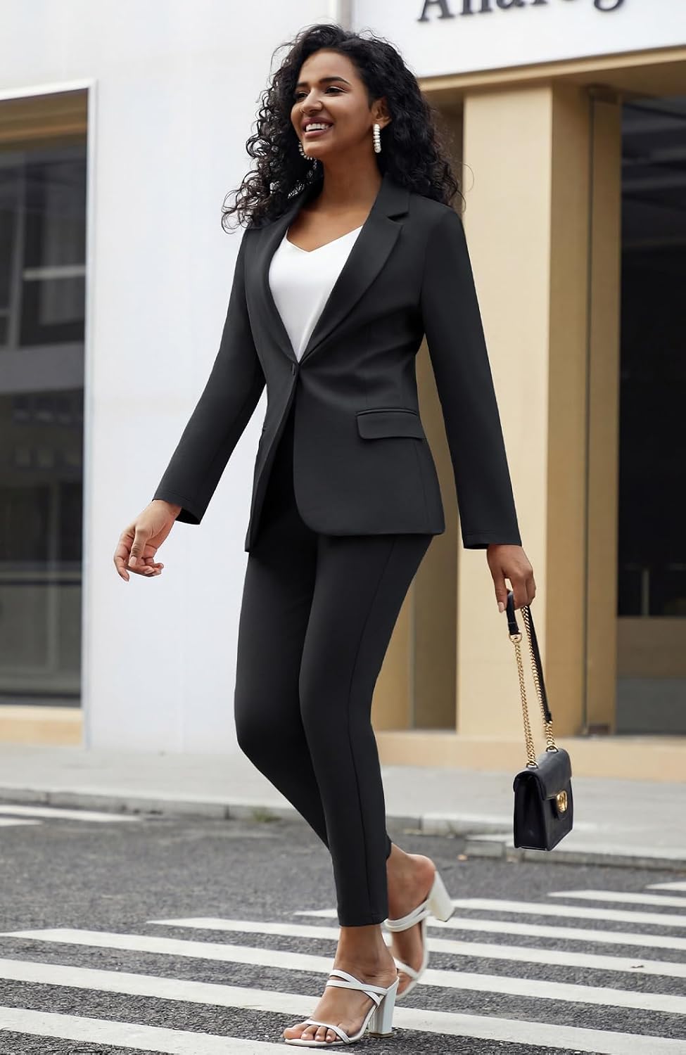 Kelyaa Women's 2 Piece Suit Set Business Casual Slim Fit One Button Blazer and Pant Suit for Office Work Professional Outfits