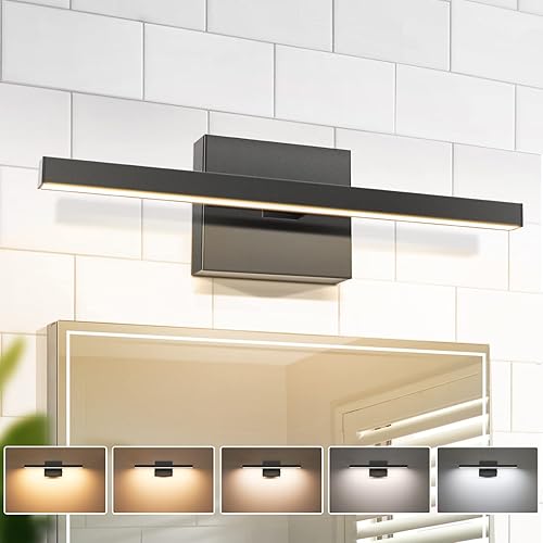 Miniatura 16 de VOLISUN Lámpara de tocador moderna cromada sobre espejo - Fixture LED regulable de 5CCT, 39.4 pulgadas, 24W - Certificado ETL Cromado,Negro