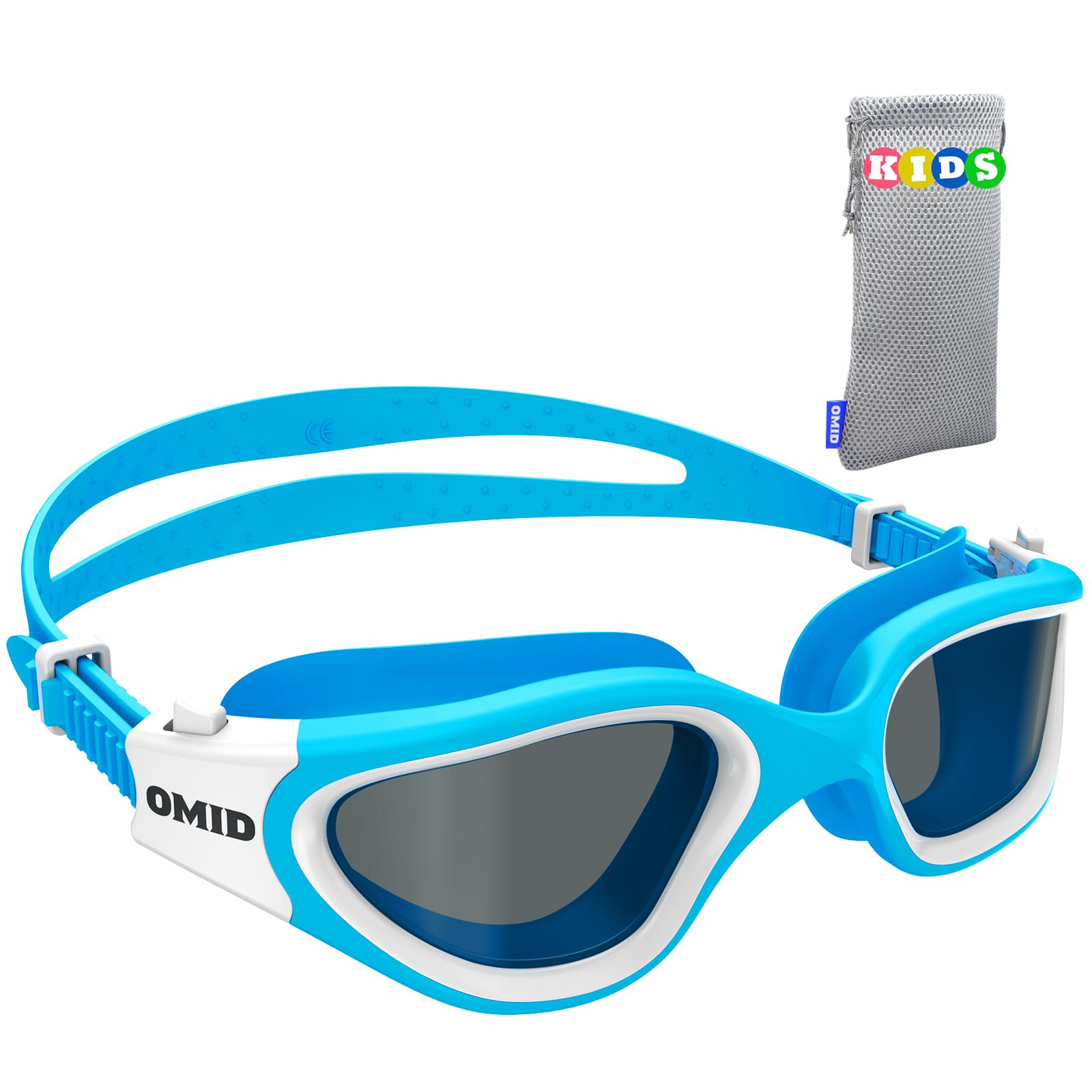 OMID Kinder Schwimmbrille, P2mini polarisierte Schwimmbrille bequem für Alter 6-14