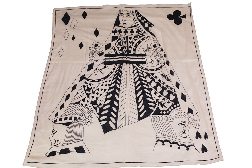 Women's King and Queen of Hearts Poker Scarf in Natural Cotton (3 Colors)