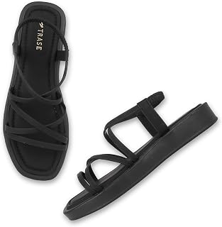 TRASE Women Slingback Sandals, Multi Straps Stylish Design, Cushioned Sole, and Lightweight for Everyday Wear Price In India
