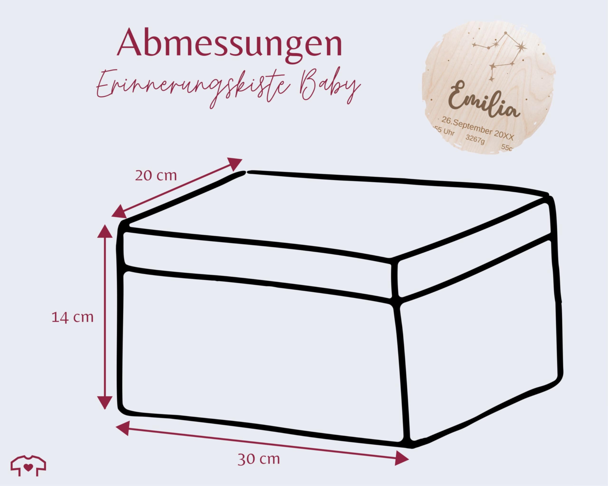 Holz Erinnerungsbox Geschenkbox Holzkiste - Zur Geburt - Sternzeichen mit Datum und Geburtsdaten - personalisiert Baby Geschenk Deko - 30 x 20 x 14 - Holz - babygeschenke erinnerungskiste