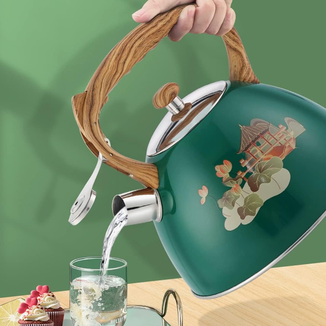 Tea Kettles, Whistlitea Kettle for Heatidiscolorationpattern Teapot Stainless Steel Tea Pot Works for All s/B/3L,E-3L (D 3L)