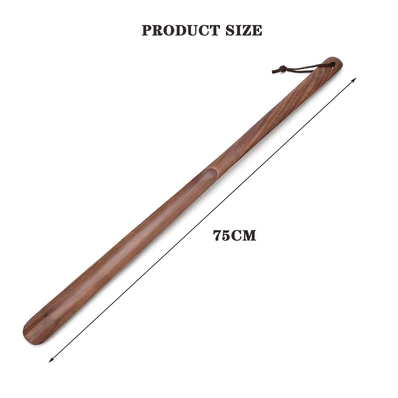 Calzador de mango largo de madera maciza de nogal negro elevador de zapatos de extensión de 60 cm | Adecuado para personas mayores (Color: Marrón, Tamaño: 75x4cm) (Marrón 75x4cm) (Marrón 75x4cm)