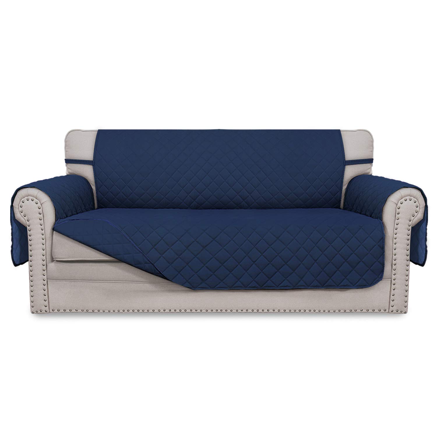 Easy-Going Reversible Couch Cover, 2 Cushion Sofa, Navy/Navy