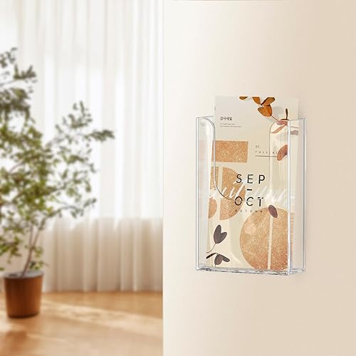 Miniatura 6 de MaxGear Soporte para folletos de 4 x 9 pulgadas, soporte de exhibición de literatura acrílica de plástico transparente, soporte de pared o encimera