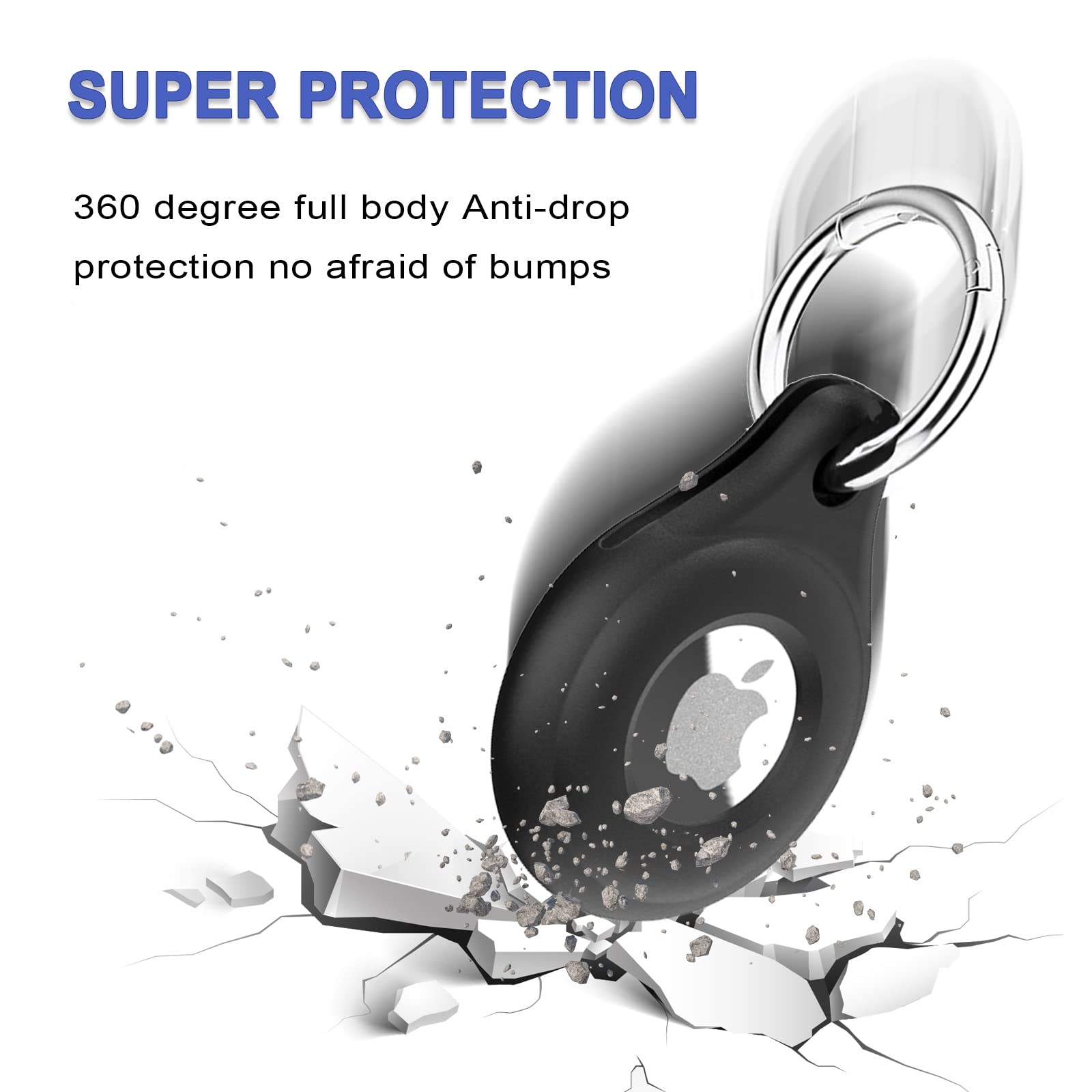 4-Pack Airtag Holder for Apple Airtag,Premium Black Silicone Airtag Case,Perfect Airtag Keychain with Key Ring,Durable and User-Friendly Airtag Accessories for Luggage, Backpacks, Pets, Keys & More