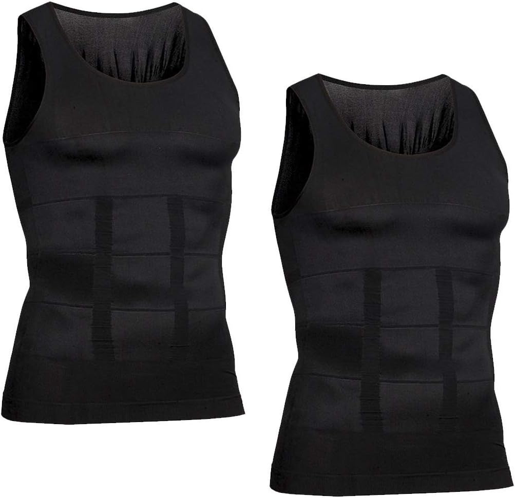 HOTER Mens Body Shaper Slimming Vest, Men's Compression Base Layer Slim Compression Muscle Tank Shapewear