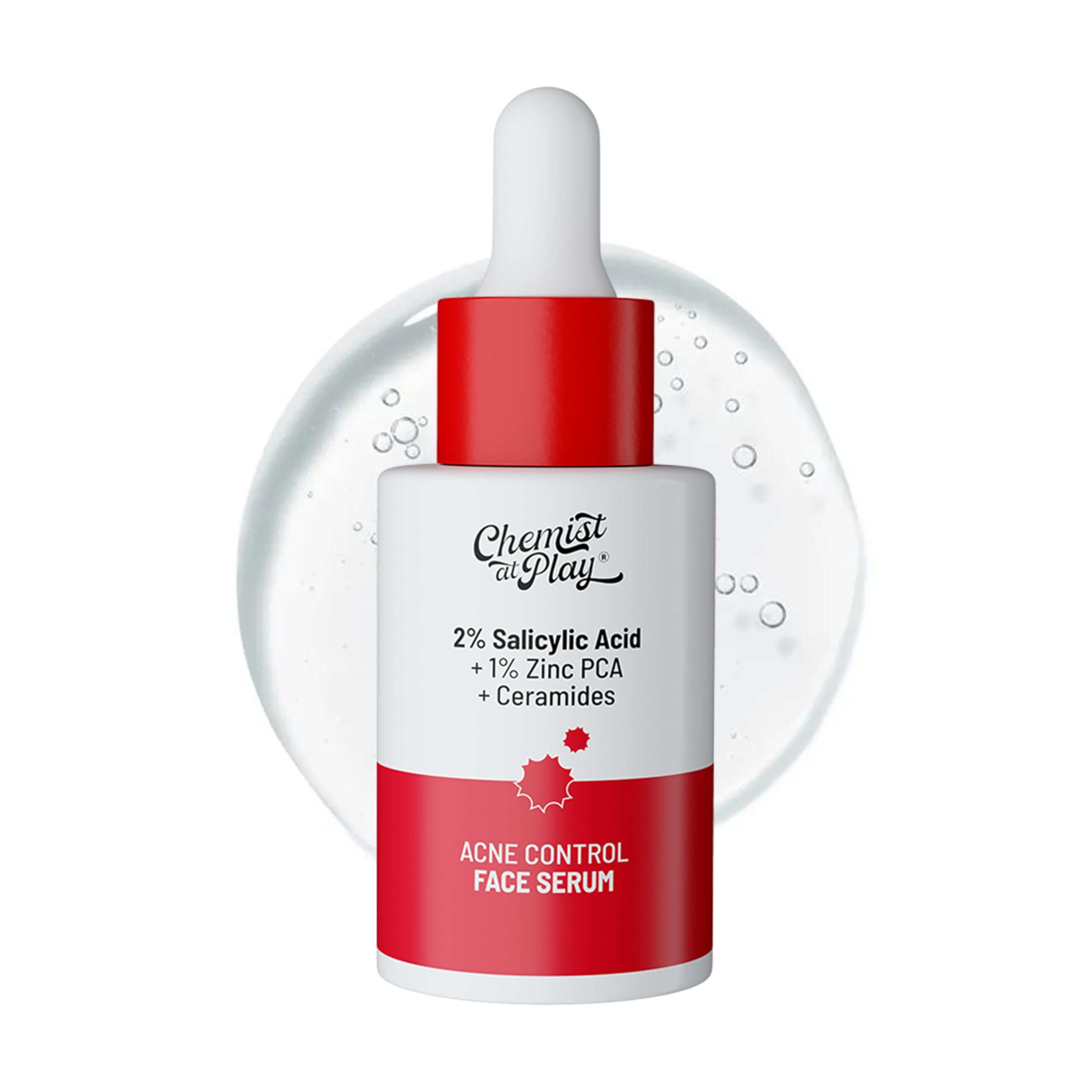 Chemist At Play 2% Salicylic Acid Face Serum | Treats Active Acne | Controls Excess Oil | Removes Blackheads, Pimple & Dark Spots | Fades Acne Marks | Improves Skin Texture | 30ml