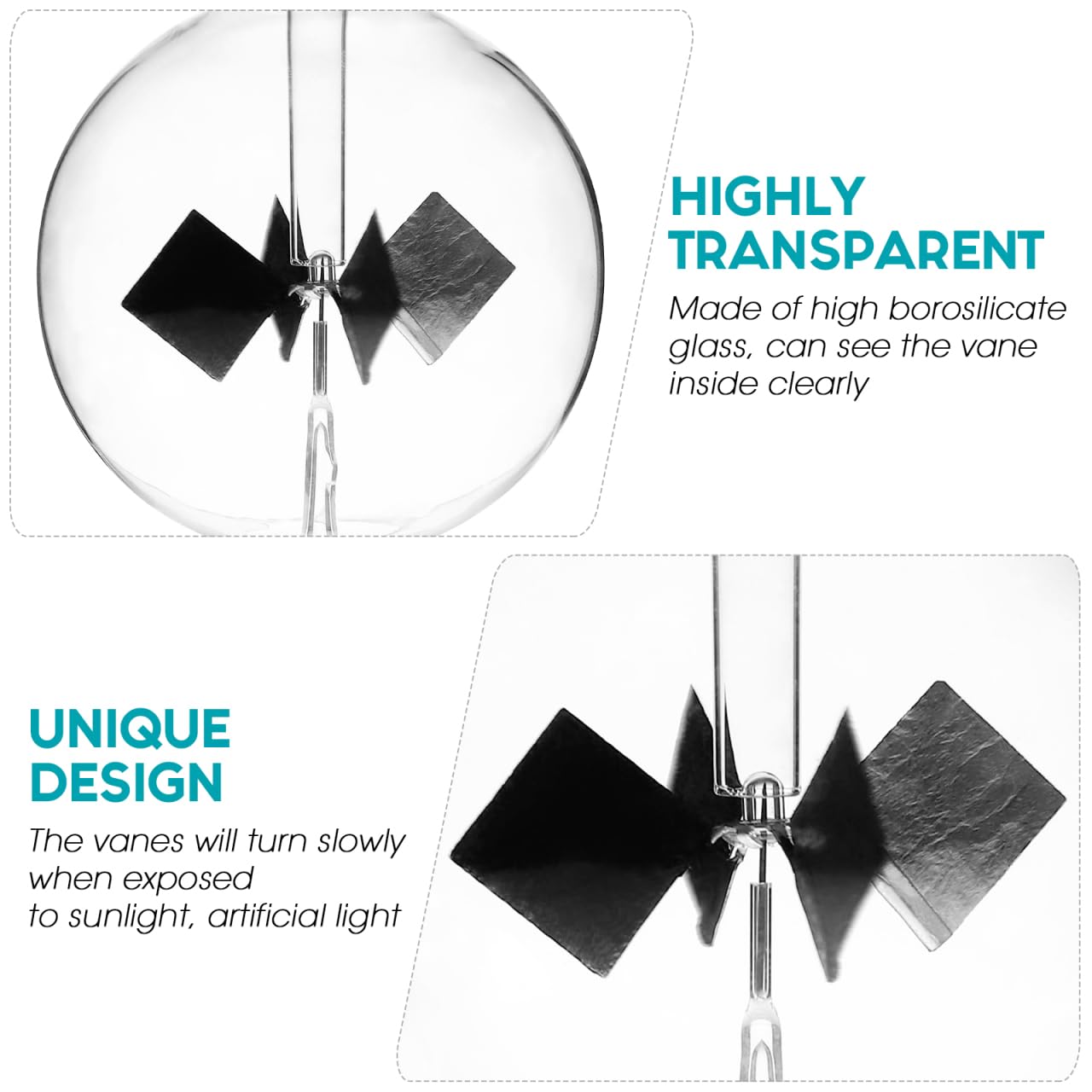 iplusmile Crookes Crystal Solar Solar Solar Potencia Solar Cristal de Viento Spinning Vile de Viento de Cristal para la decoración de Escritorio a