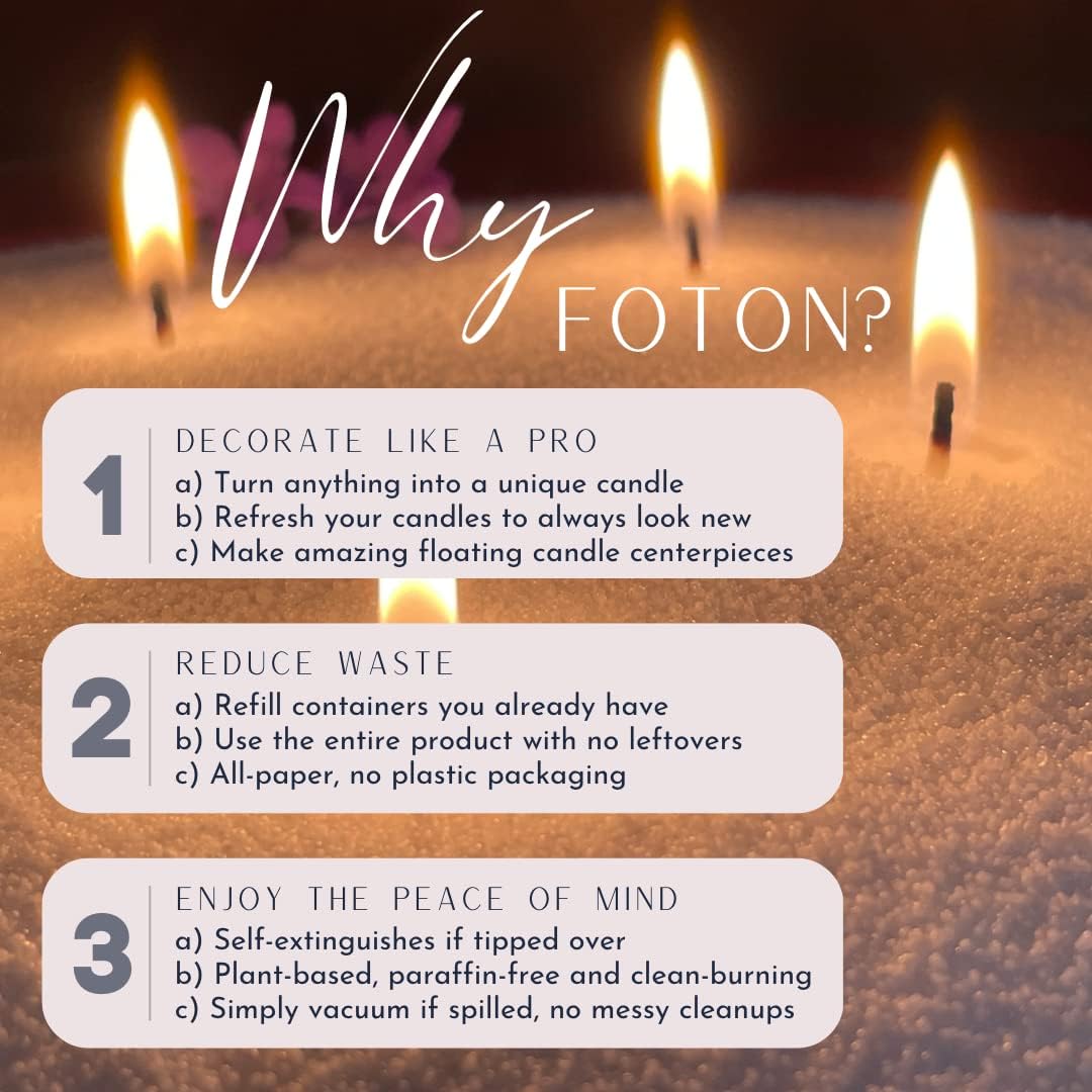 Foton Pearled Candle Le Cube - Set di vasi quadrati in cemento da 473,6 g, profumati agli agrumi, ricaricabile, candela profumata alla sabbia con 15 stoppini, candele decorative naturali atossiche per
