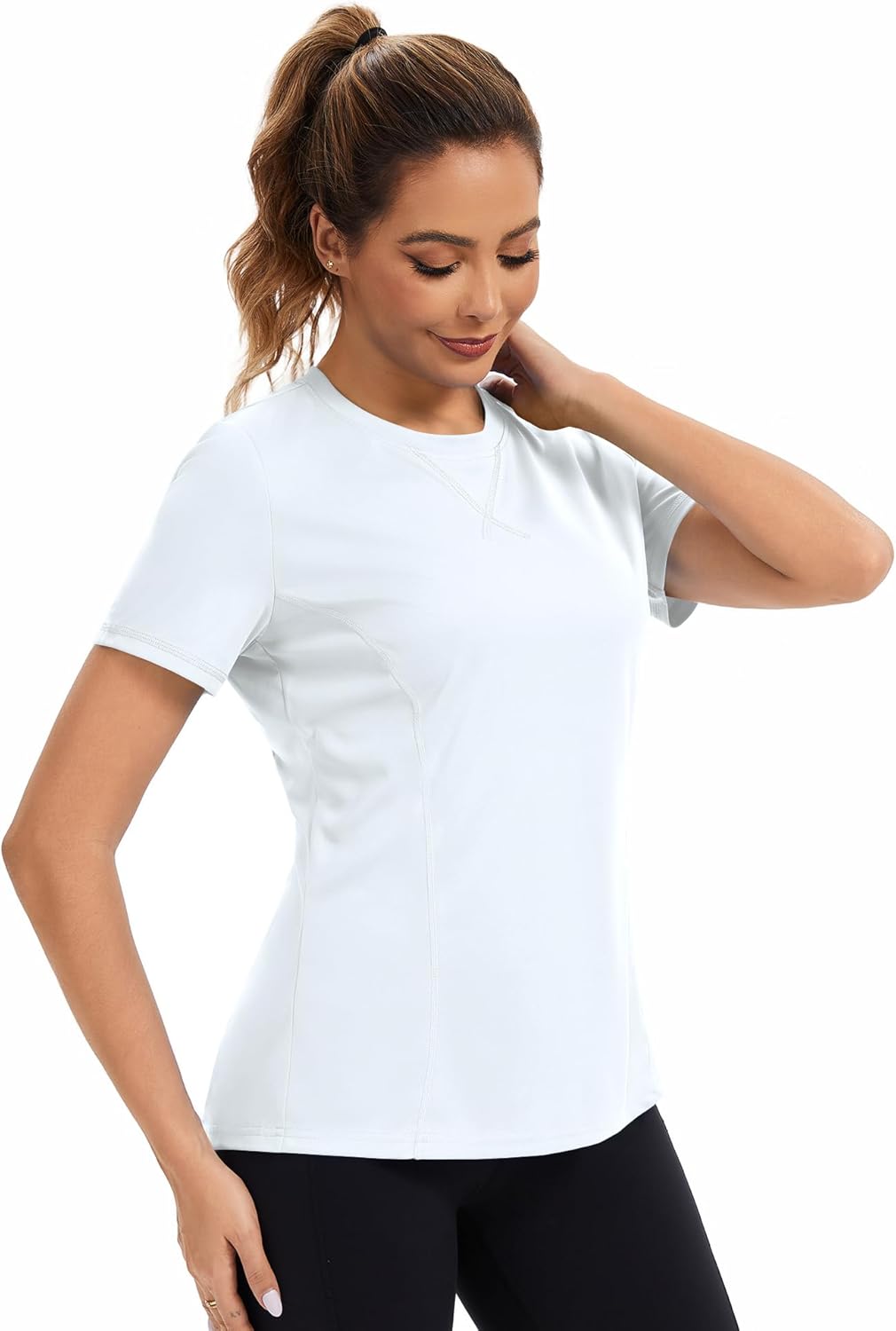 AVOOGUE Women's Short Sleeve Workout Tops Quick Dry Athletic UPF50+ Sun Protection Shirts Gym Hiking Running Yoga Clothes - Image 6