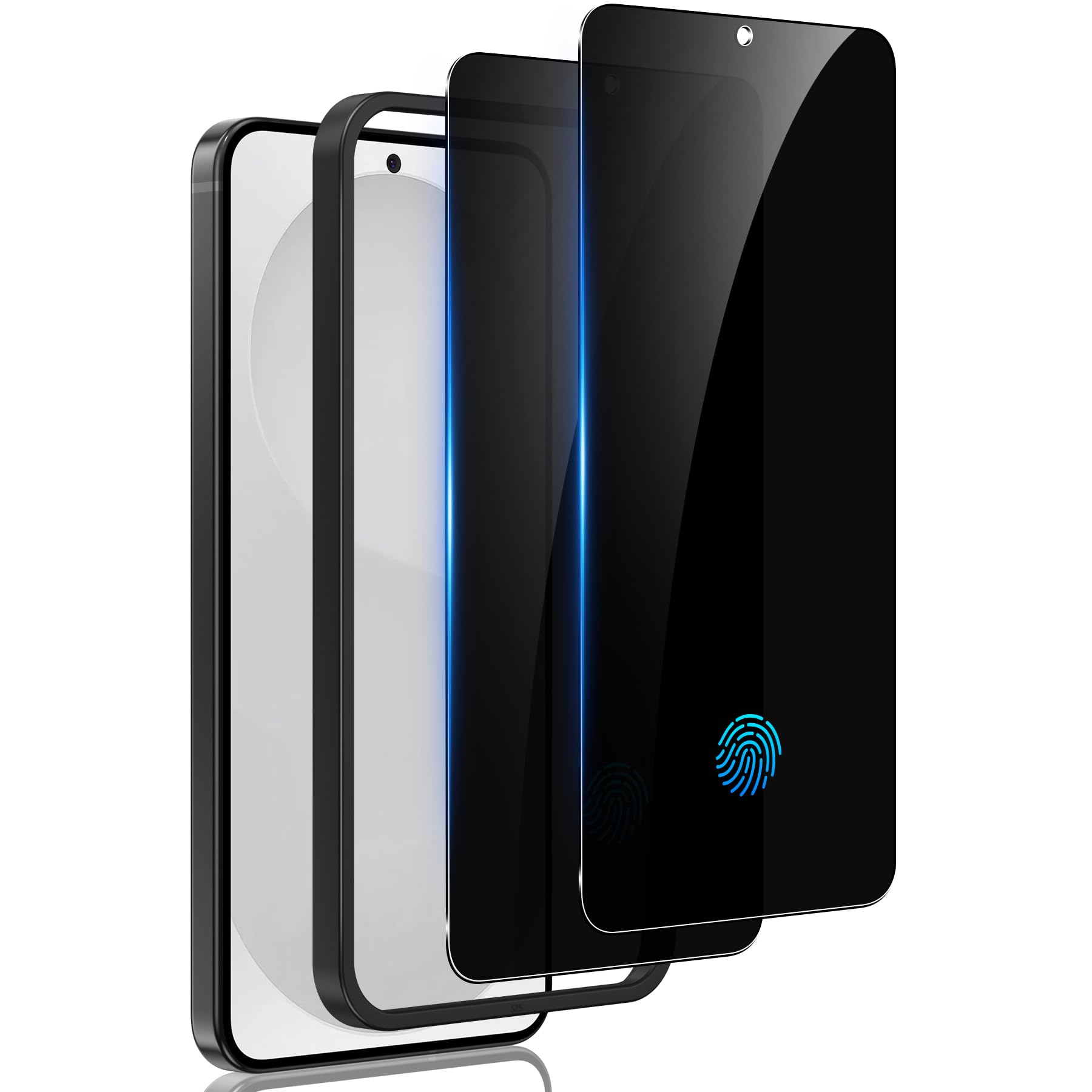 2 Pack for Samsung Galaxy S25 Privacy Screen Protector Tempered Glass, Fingerprint Unlocking, 25° Anti Spy, Full Coverage, Case Friendly, Easy Installation, Compatible with Galaxy S25/ S24Carbonfree Certified