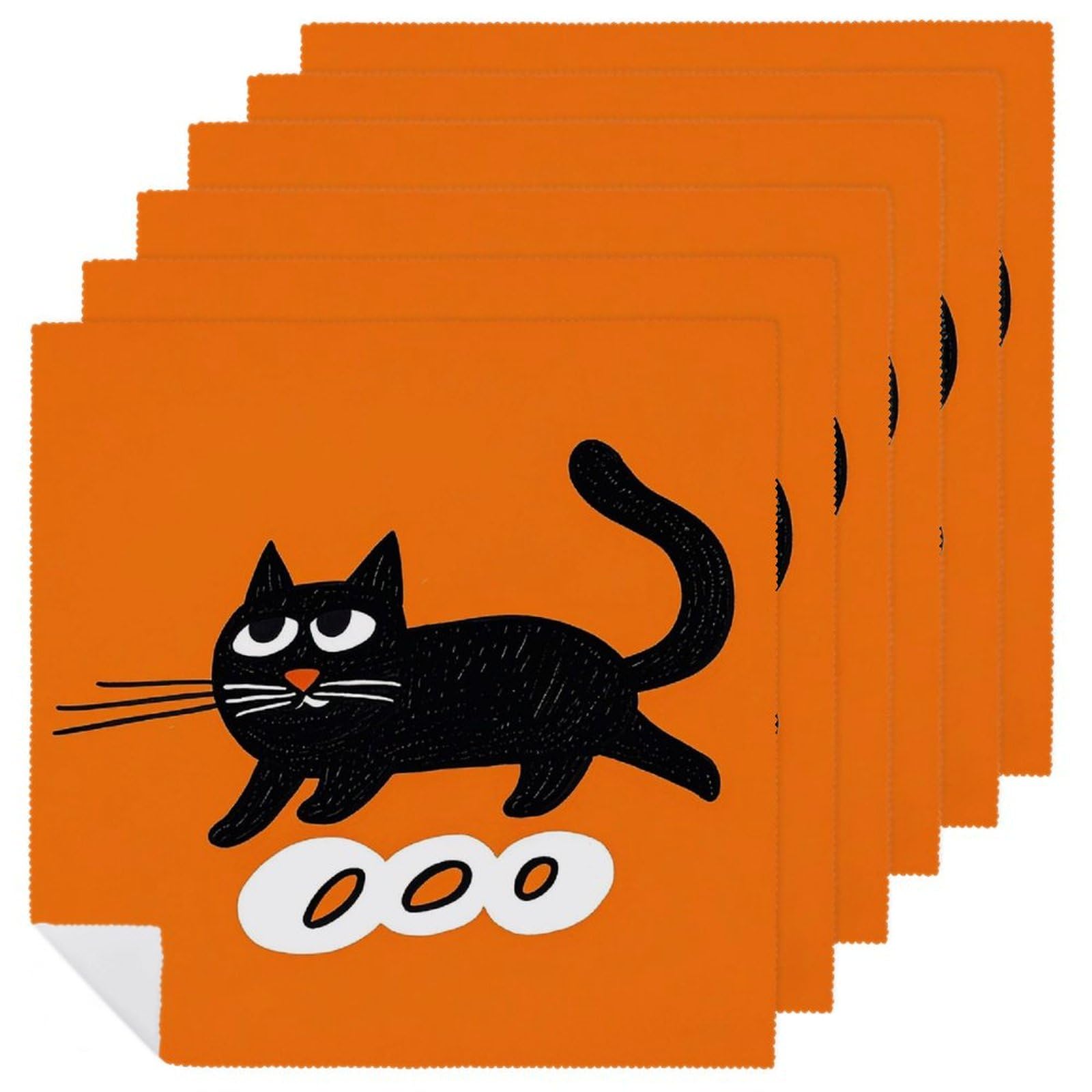 Serviettes de table absorbantes chat noir et lavables pour mariage et fête