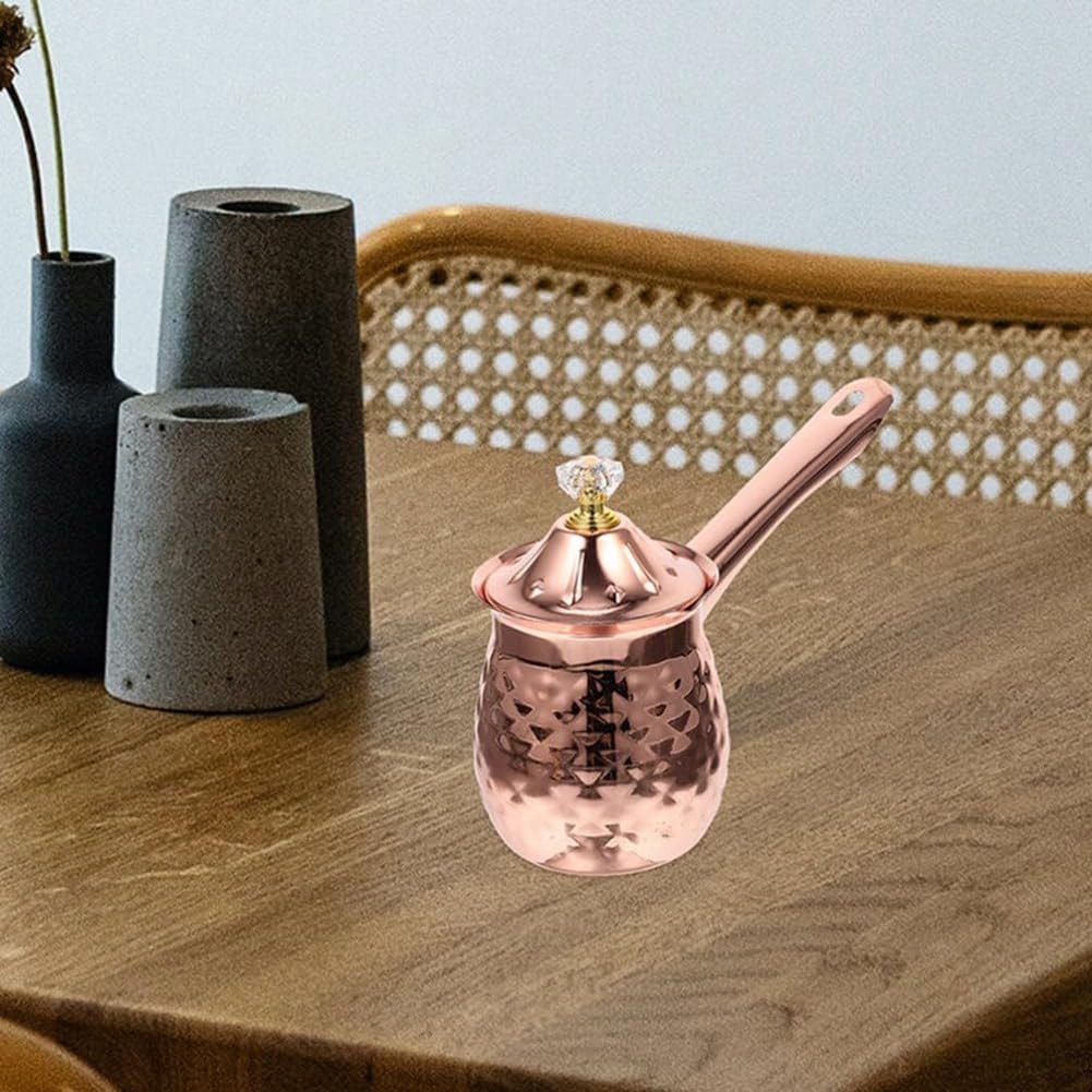 Caffettiera turca, Caffettiera in rame, Bollitore per tè, Scaldalatte, Bollitore per cioccolata calda, Bollitore per il burro, 600 ml, rosa, Alta qualità