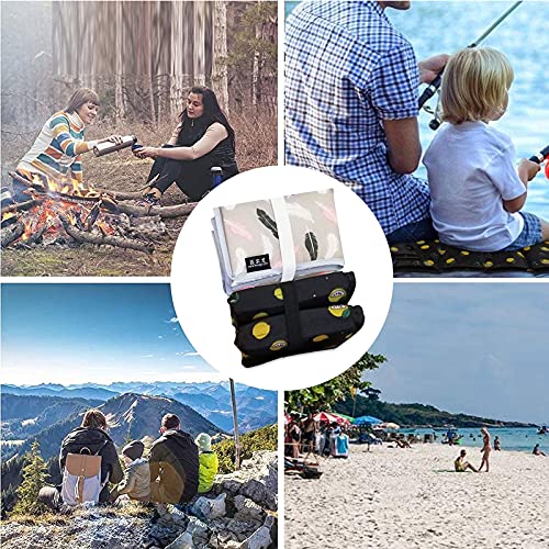 Sitzkissen Faltbar Outdoor, 2 Stück Matte Wasserdicht, Sitzunterlage Isolierende, Thermo Sitzkissen Stadion, Camping Sitzunterlage Jagd Wandern Camping, für Kinder und Erwachsene (Schwarz + Grau)