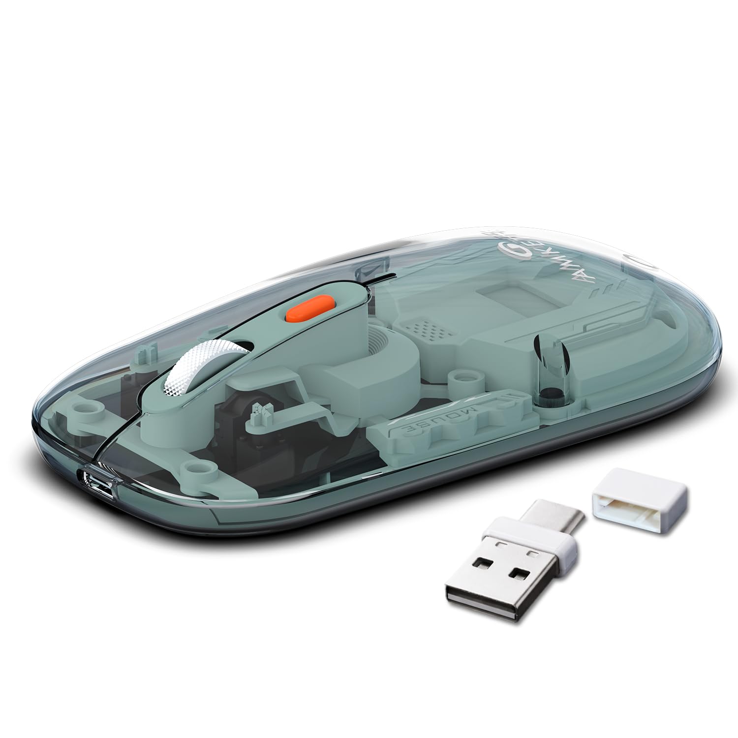 Amkette Epic TP Transparent Multi-Device Wireless, Bluetooth Rechargeable Mouse, USB-A + USB-C Nano Receiver, Silent Huano Switches, Type-C Charging, 3 Device Connectivity for Laptop, PC, Mac, Tablet-image-19