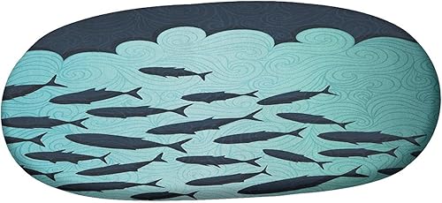 Miniatura 10 de Mantel ajustable ovalado de poliéster elástico para pesca, cola de pez y estrellas de mar para nadar en olas planas, mantel ajustable con estampado