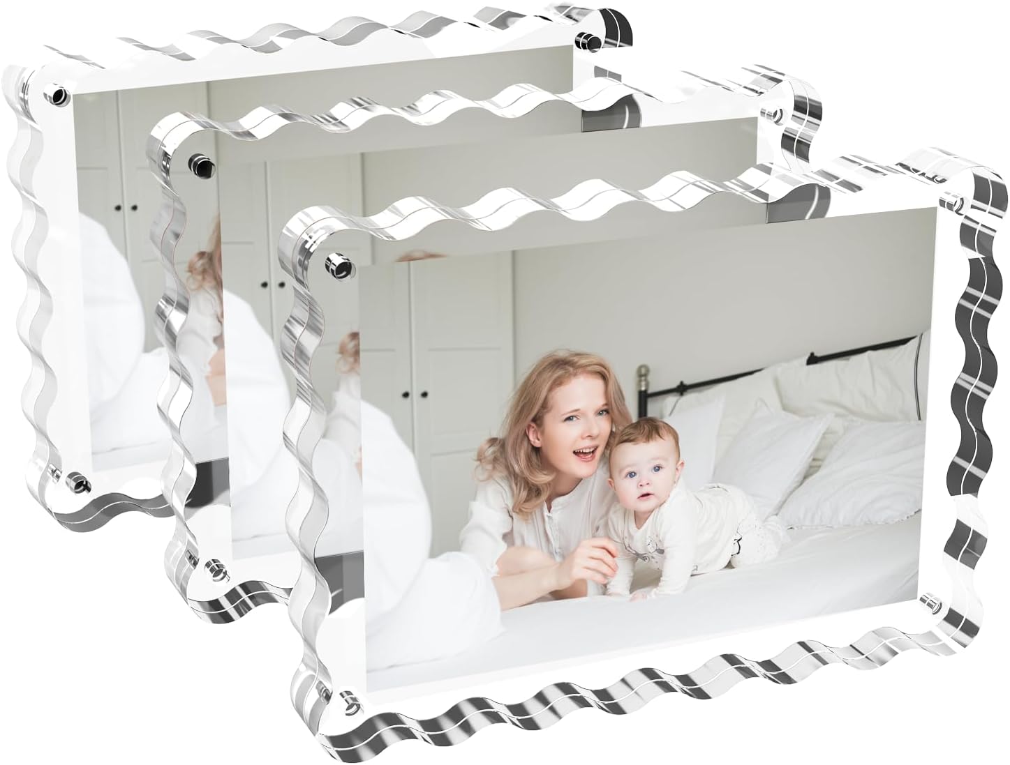 CODGENE 3 Pack Acrylic Picture Frame, 4×6 inch Magnetic Picture Frames, Double Sided Magnet Frames,10+10mm Thick Block