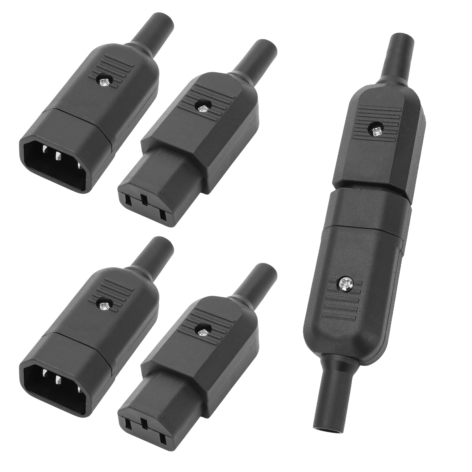 BAOMAIN Wechselstrom-Steckverbinder, 5 Sätze, C13-Buchse & C14-Stecker, UL-anerkannt, TUV-Zertifiziert, 15 A 250 V, LZ-14-T2B + LZ-14-T1B (5 SÄTZE)