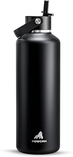 Miniatura 12 de POWCAN Botella de agua para niños de 18 onzas: a prueba de fugas, mantiene el frío 24 horas, apta para portavasos, asa superior, sin BPA, botella de