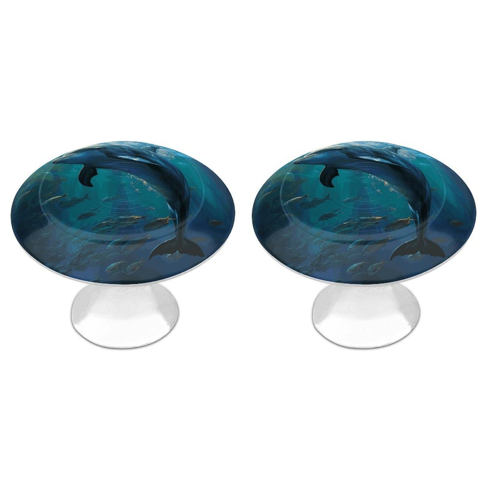 NTVOWPZO Cabinet Handles Round Drawer Pulls Dolphin in The Deep Ocean Dresser Knobs for Cabinets and Drawers Handle for Bathroom Cupboard Drawers Cabinet Pulls for Kitchen Door