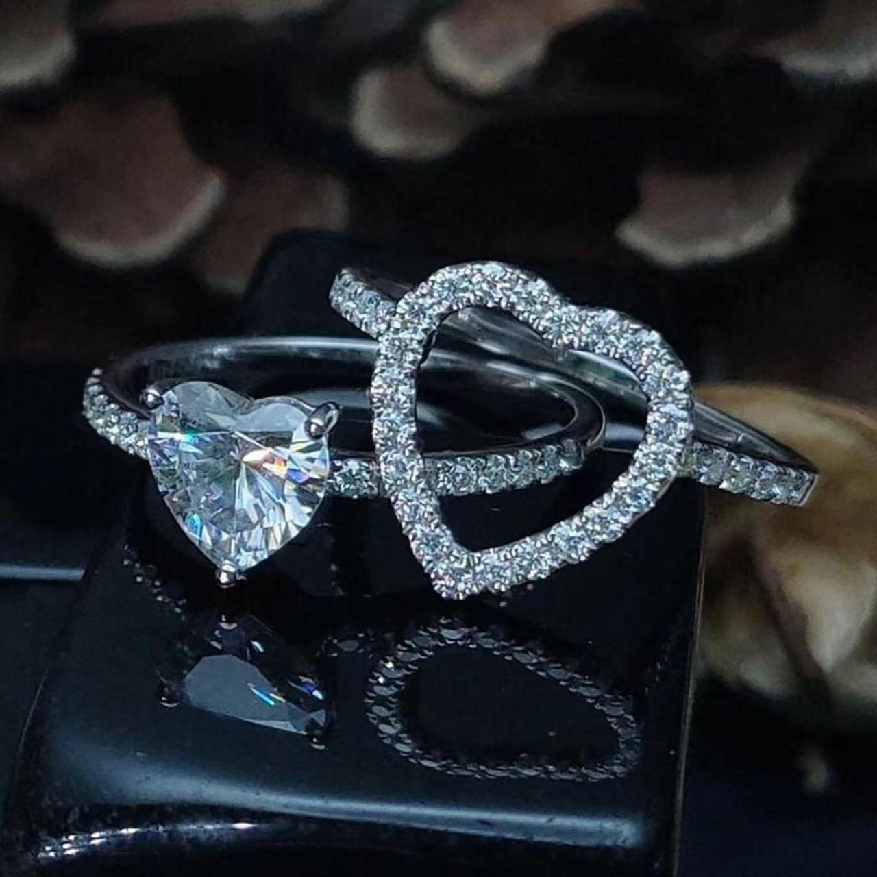 DOCCESTU 925 Sterling Silver Women's Heart Shaped Bridal Engagement Ring Set Sterling Silver Halo Wedding Commitment Ring Cubic Zirconia Cz Women's Anniversary Ring Size 11