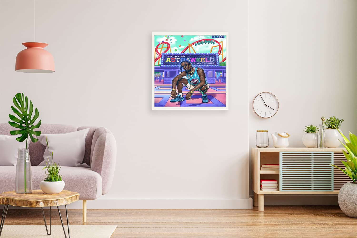 VERRE ARTVERRE ART Designs Print White Floater Framed Canvas Wall Art Decoration Poster (14x14 Inch) - TRAVIS SCOTT ASTROWORLD