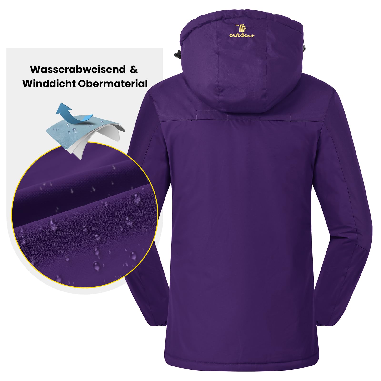 donhobo Damen Jacken Fleecejacke Winterjacke Wasserdicht Atmungsaktiv Verdickt Warm Winddicht Softshelljacke Outdoor Funktionsjacke mit Abnehmbare Kapuzen