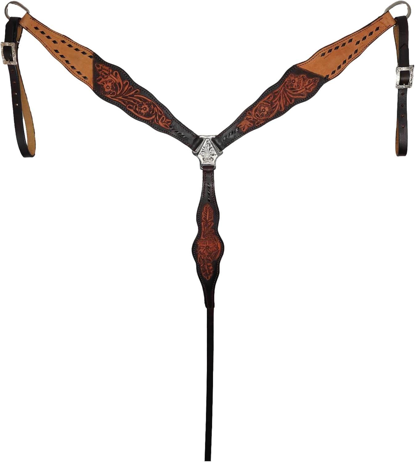 COLTORO Leather Breastplate for Horses Western Leather Horse Riding Gear Adjustable Show Horse Breastcollar