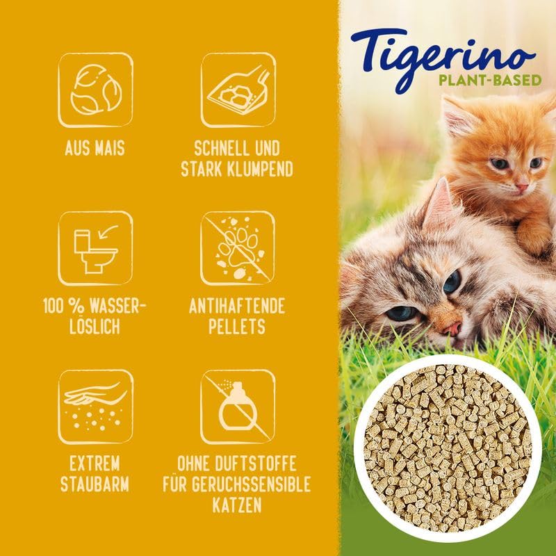 Arena para gatos Tigerino a base de maíz - Sensible, sin perfume | 14L
