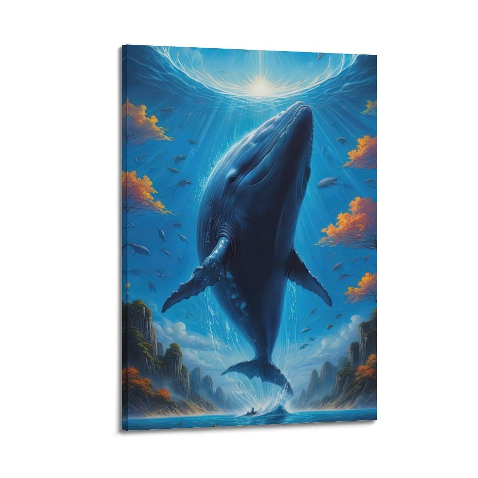 WPHSFX Animal Poster Whales in The Sea Poster Decorative Painting Canvas Wall Posters And Art Picture Print Modern Family Bedroom Decor Posters 12x18inch(30x45cm)