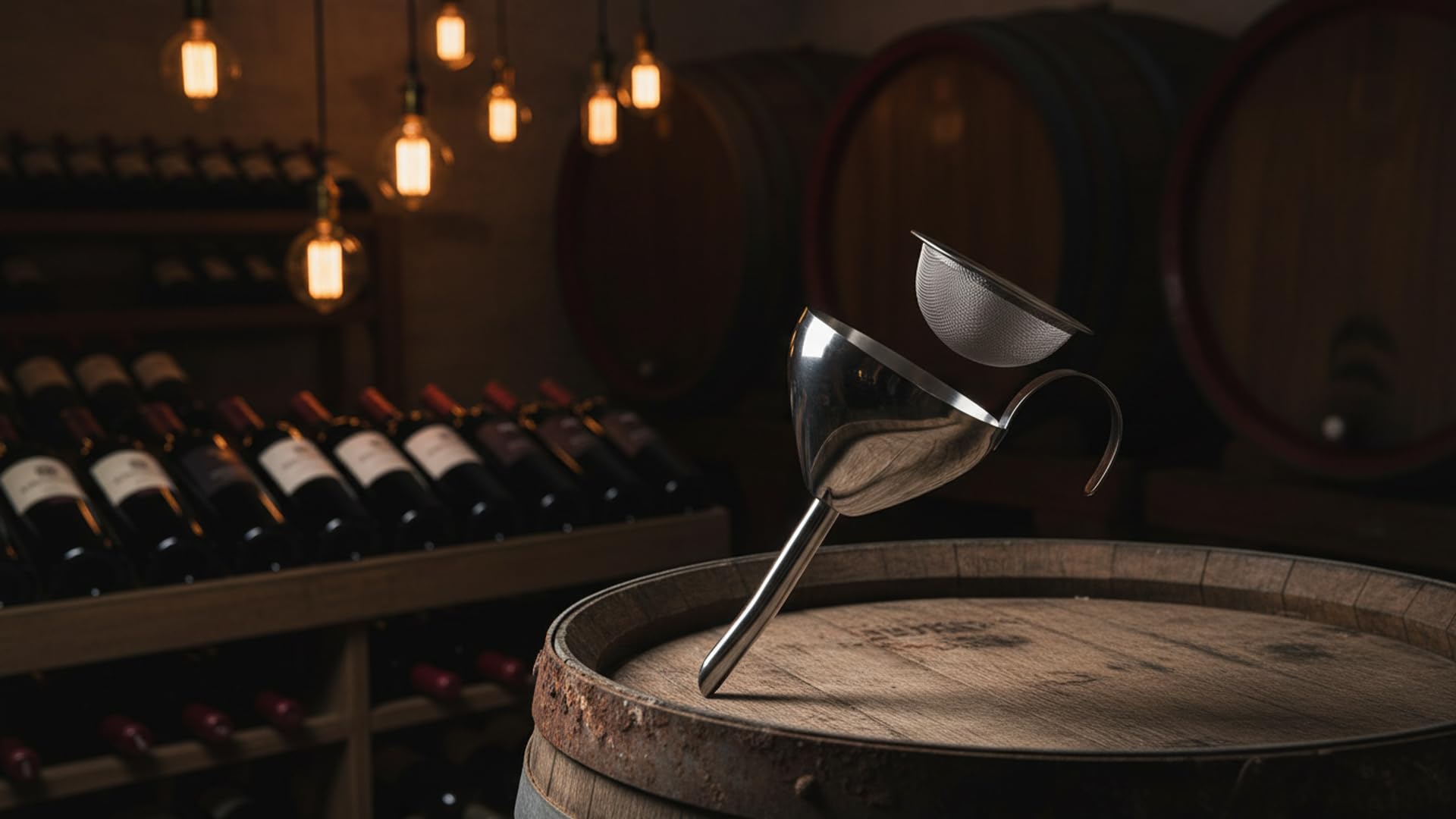 Cilio Burgundy - Imbuto per travaso vino, in acciaio INOX lucido, con filtro