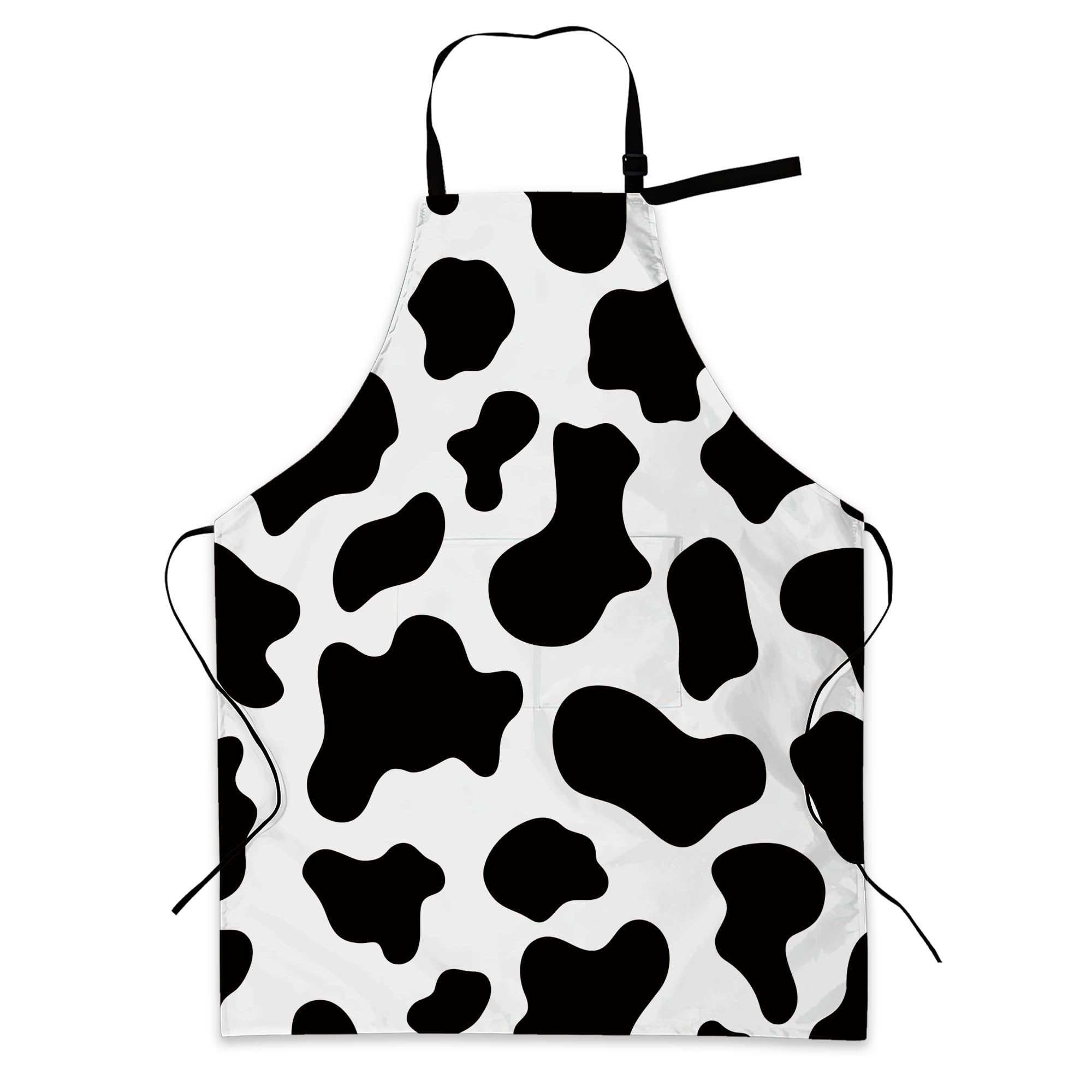 Bilangce Women's Cow Spot Apron With Men Waterproof Chef Apron With Adjustable Neck Strap And Pockets Festive Pinny For Baking Bbq Gift 28X34 Inches