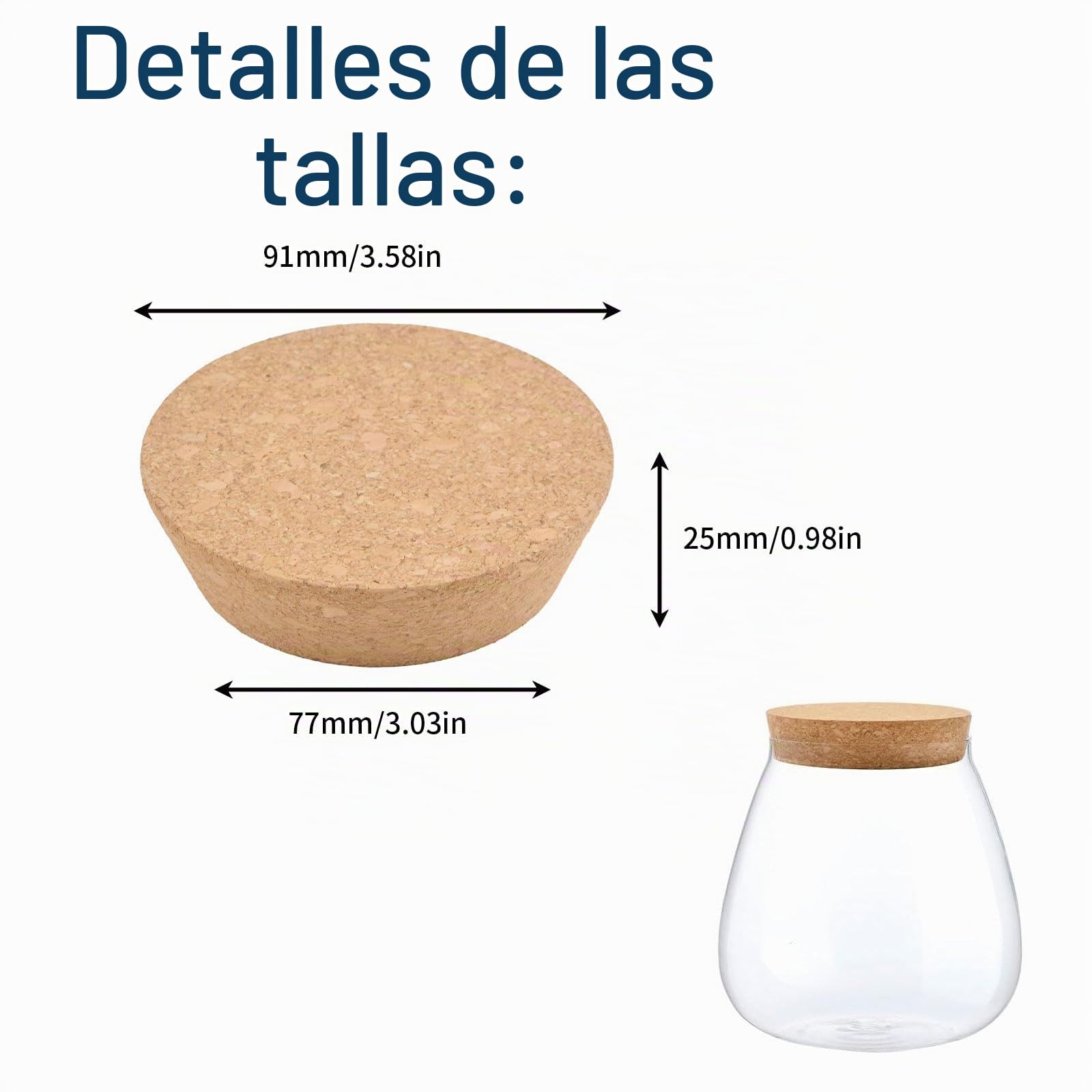 INCREWAY 2 piezas de tapones de corcho cónicos Tapones de corcho de repuesto para botellas de vino, botellas de vidrio, tarros, 91 * 77 * 25 mm
