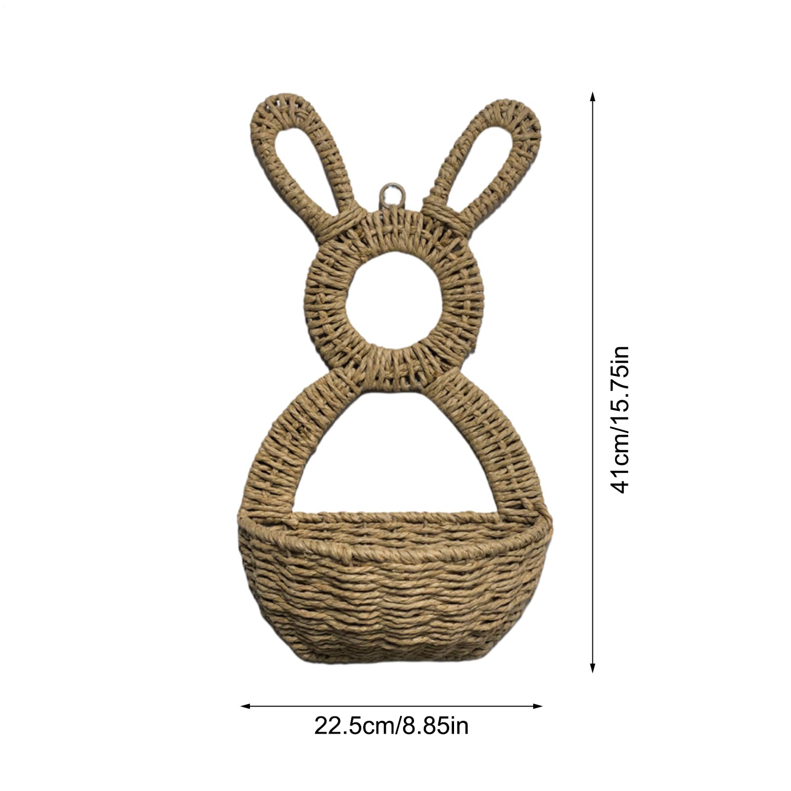 Osterhasen-Wandkorb – Rattan-gewebte Osterhasen-Dekor-Wandtasche, natürliche Weiden-Hängetasche, handgefertigter Leporid-Pflanzgefäß, Landdekoration für Zuhause, Bauernhaus, Outdoor und Zaun