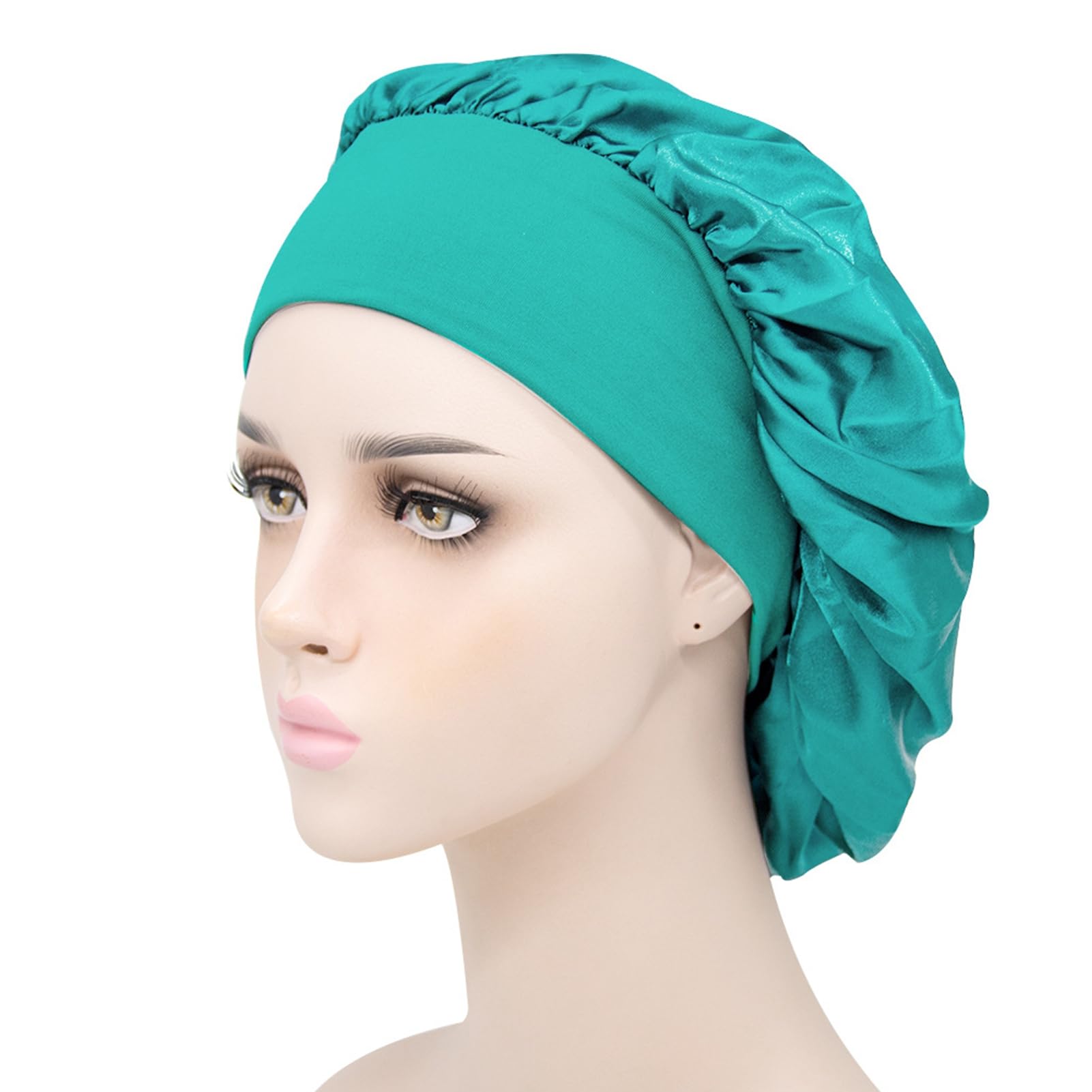 matumou Sleep Hat Wide Headband Elastic Satin Stretchy Hair Bonnet Hat for Woman Hair Care Hat