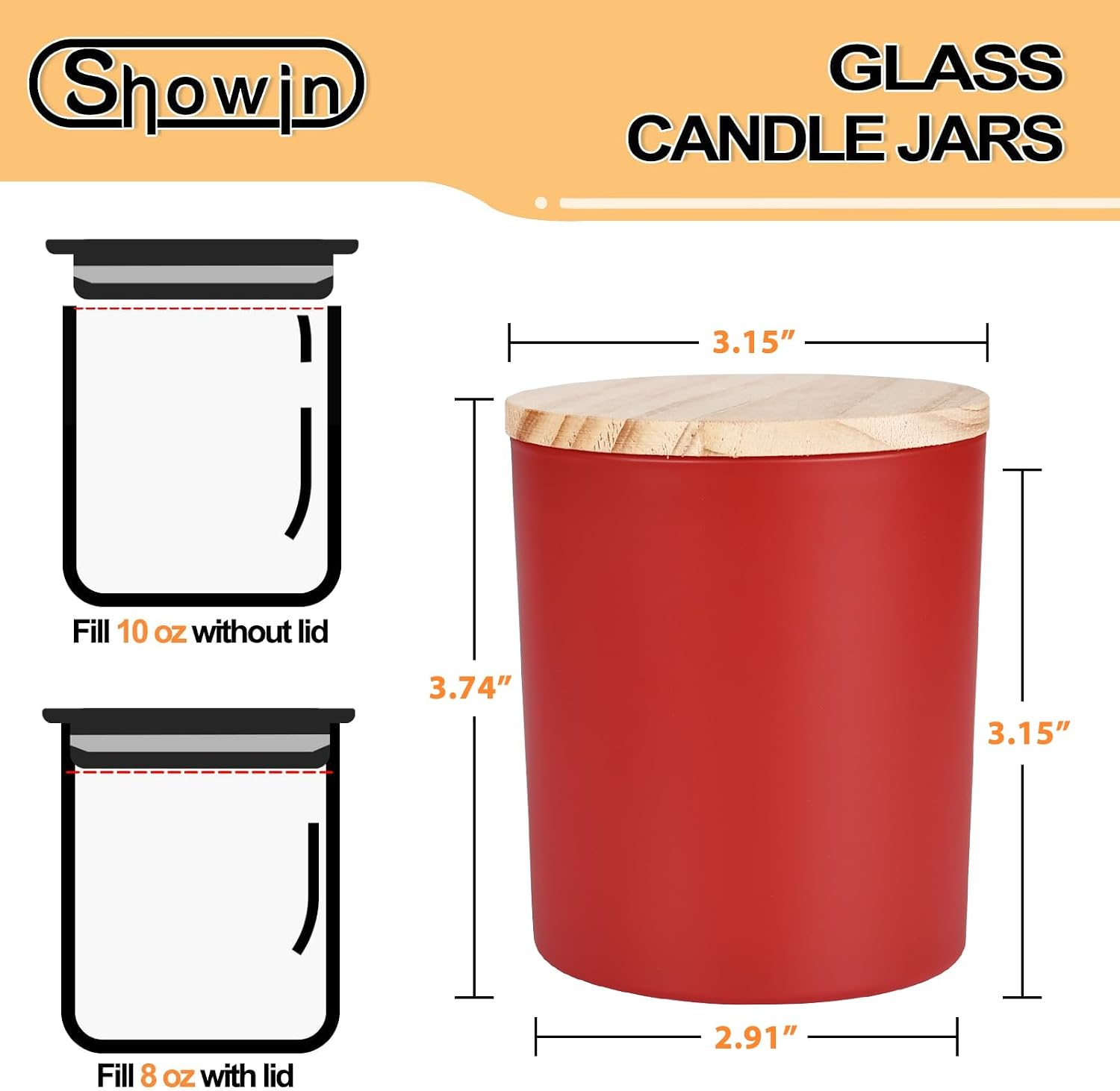 SHOWIN 10 OZ Thick Candle Jars for Making Candles 15 Pcs, Empty Jars with Wood Lids for Candle Making, Sample Container, Christmas image 2
