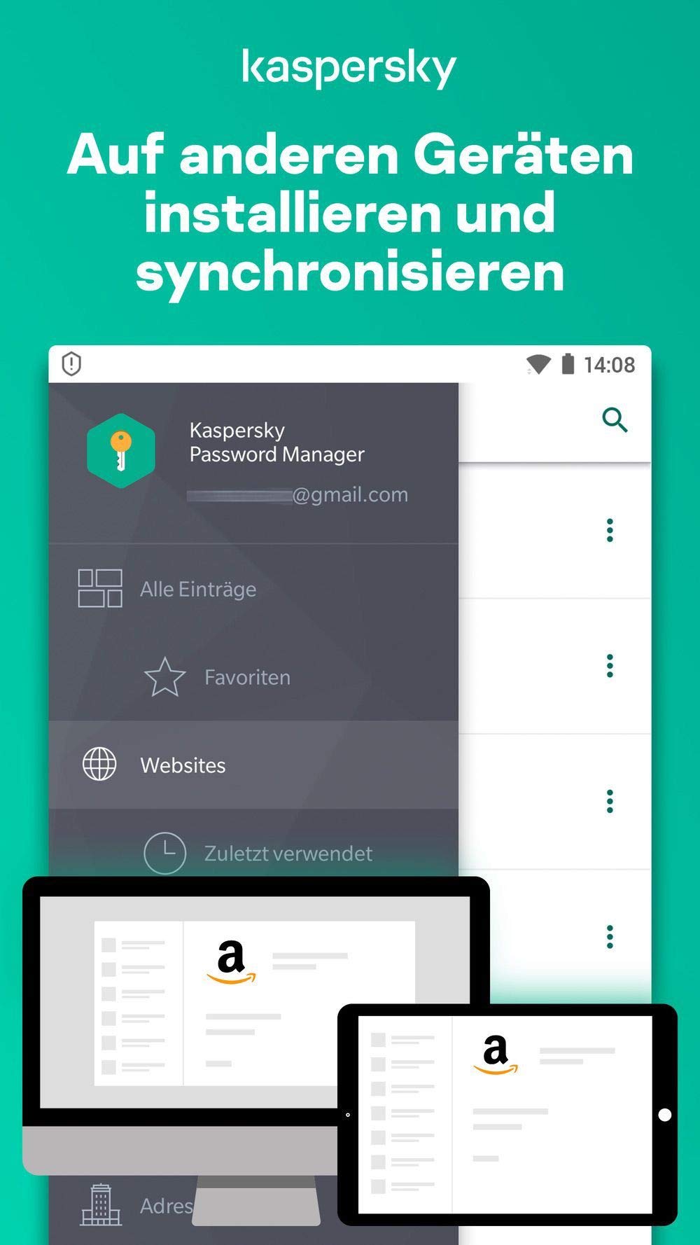 Kaspersky Password Manager | Unbeschränkte Anzahl von Geräten | 1 Benutzerkonto | Jährliches Abo | Windows/Mac/Android/iOS | Aktivierungscode per Email