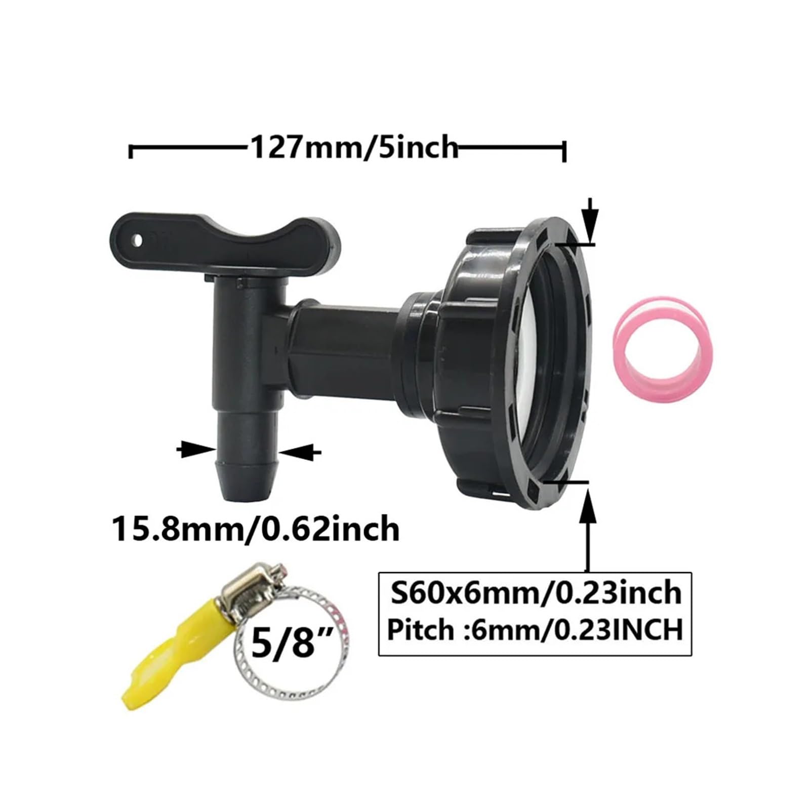 złącze kranu, 1 szt. 3/4" Adapter do kranu zbiornika IBC Gwint gruby S60 do 5/8" Złącze węża Zawory Złączki Zbiorniki na wodę ogrodową Wymiana kranu(D)