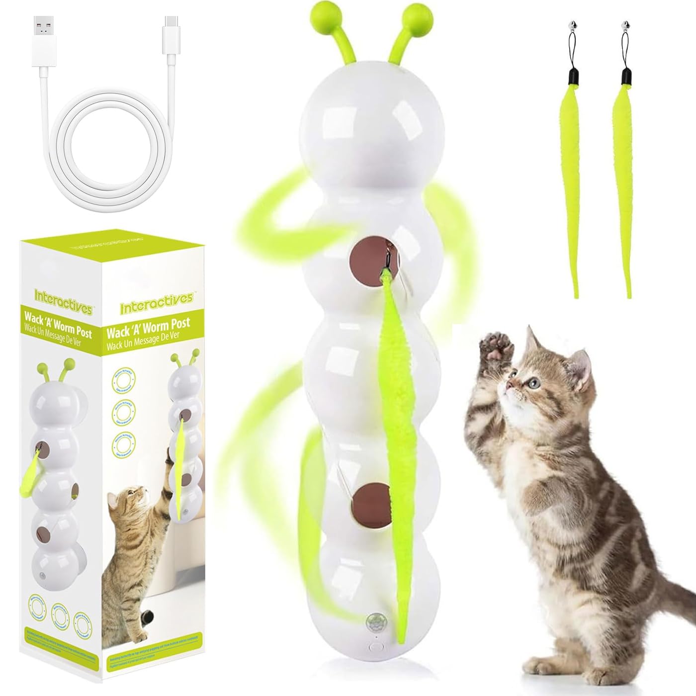 Juguete inteligente interactivo para gatos de interior, juguetes de insectos que se mueven automáticamente, juguetes de movimiento realista para mascotas, juguetes para jugar ejercicio, paquete de 2