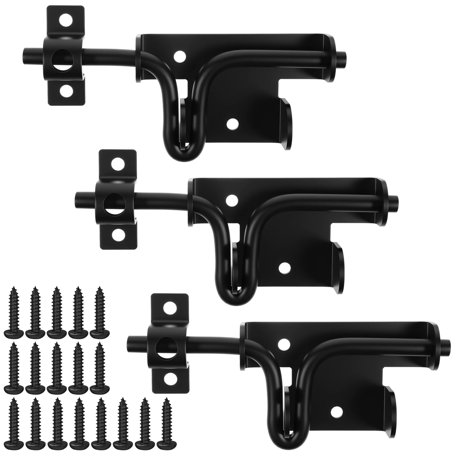 3-Pack Heavy Duty Slide Bolt Gate Latches with Padlock Hole – Rustproof Iron Sliding Locks for Wooden Fence, Shed Door, Barn & Outdoor Gates (Black, 6.4” x 2.3”)-image-4