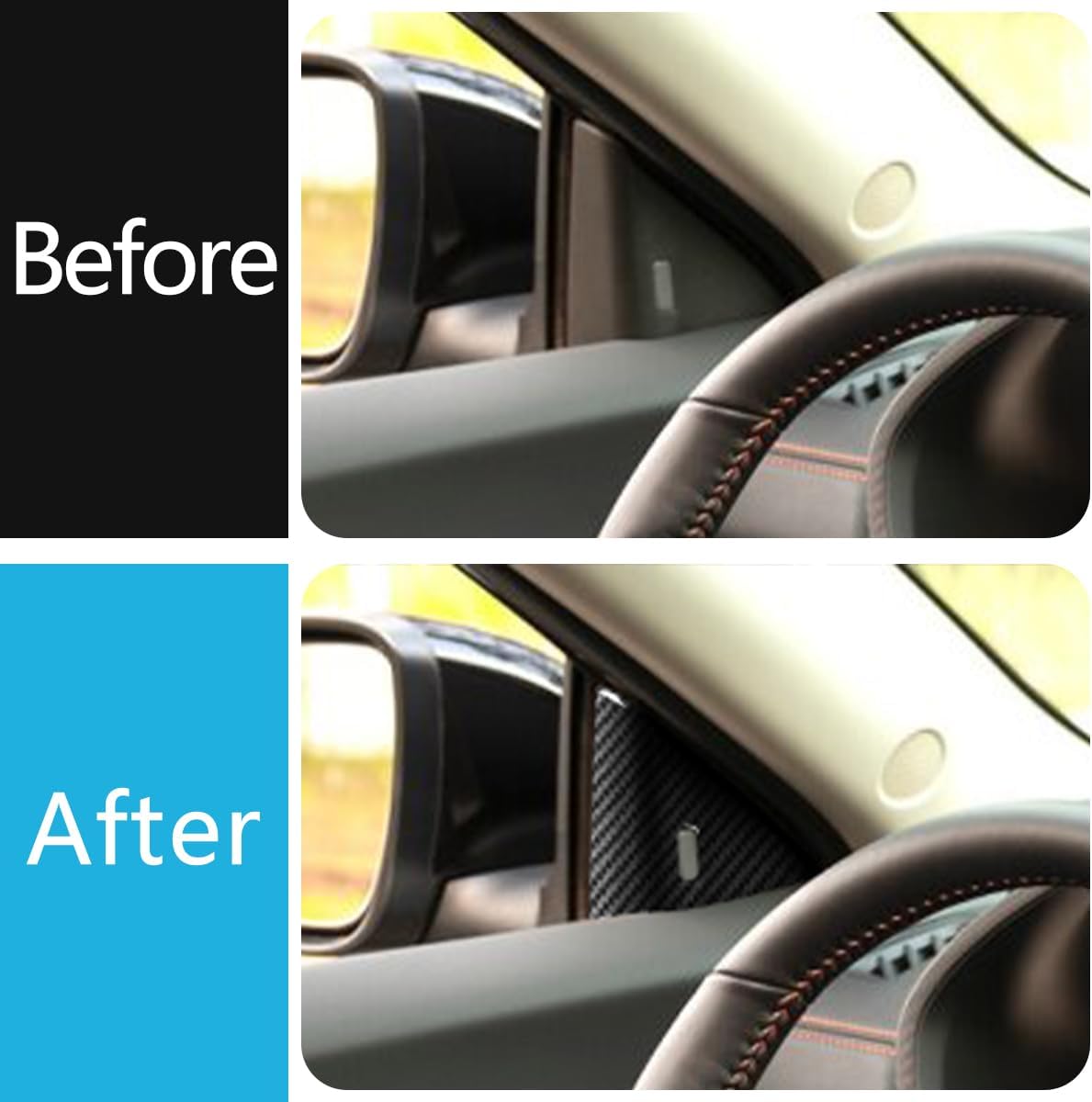 Car Accessories Fit for Nissan Sentra 2020 2021 2022 2023 2024 2025 A Post Front Triangle Frame Cover Trim (Carbon Fiber) 2PCS ABS