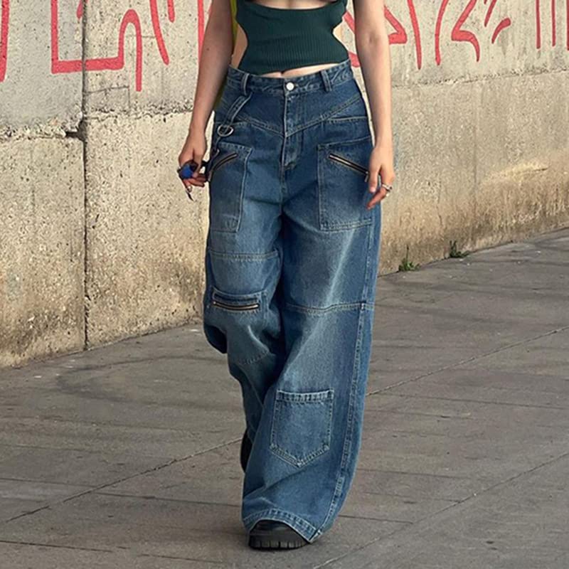CEINOM Y2K High Waist Baggy Jeans Women's Straight Wide Leg Pants Streetwear 90S Baggy Pants Hip Hop Denim Pants4