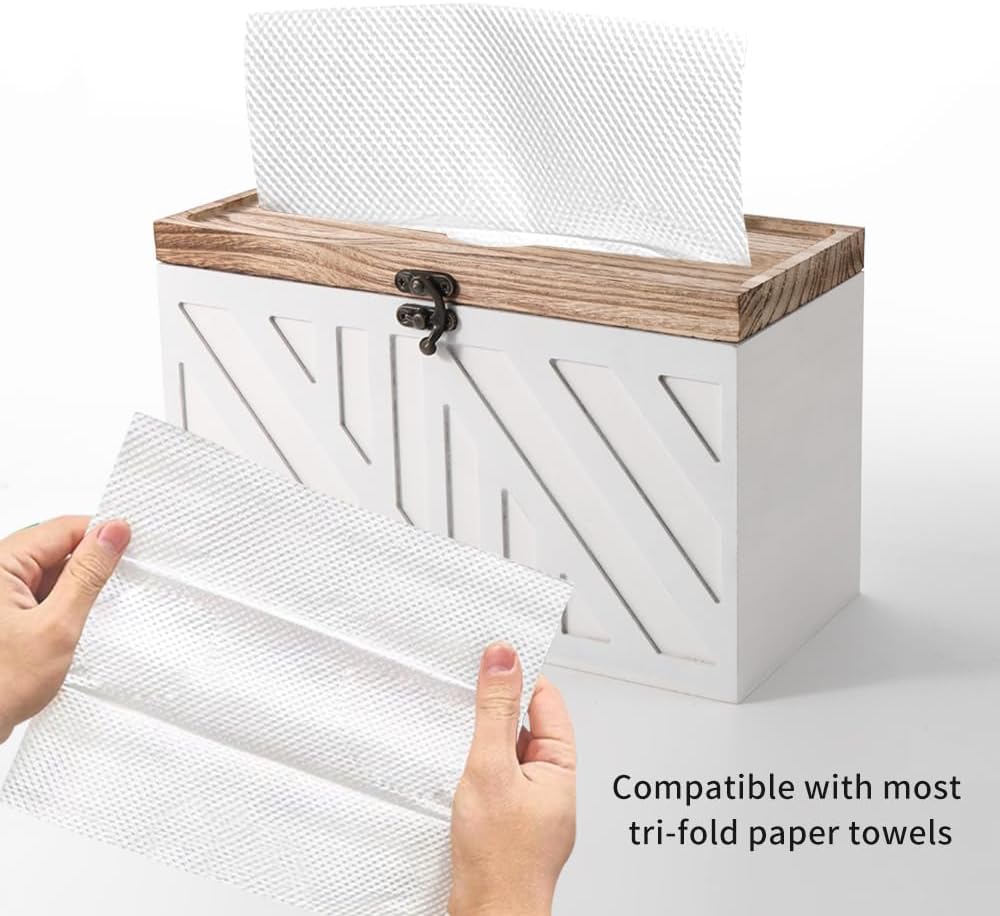 Premium Tabletop/Countertop Modern Farmhouse Style Paper Towel Dispenser - Compatible with Trifold/Multifold Paper Towels