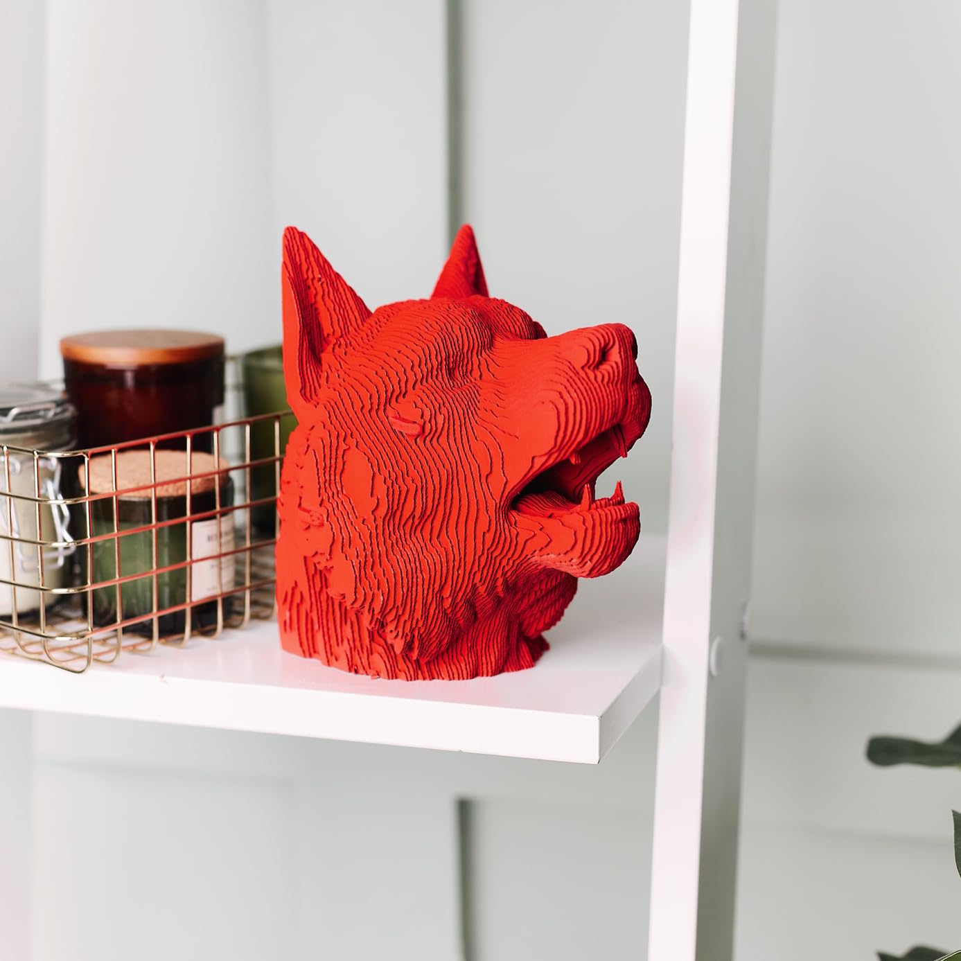 Loup Puzzle 3D en Carton – Maquette à Monter | 79 Pièces, 18 × 18 × 12 cm – Kit Sculpture DIY à Peindre, Matériaux Recyclés, Ados & Adultes, Idée Cadeau Déco