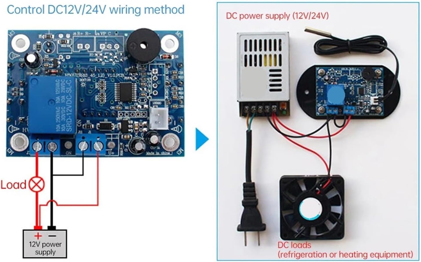 H50tr -55~120℃ Dc 12v 24v Digital Temperature Controller Red/Blue LED Display Thermostat with Heat/Cooling Control Instrument
