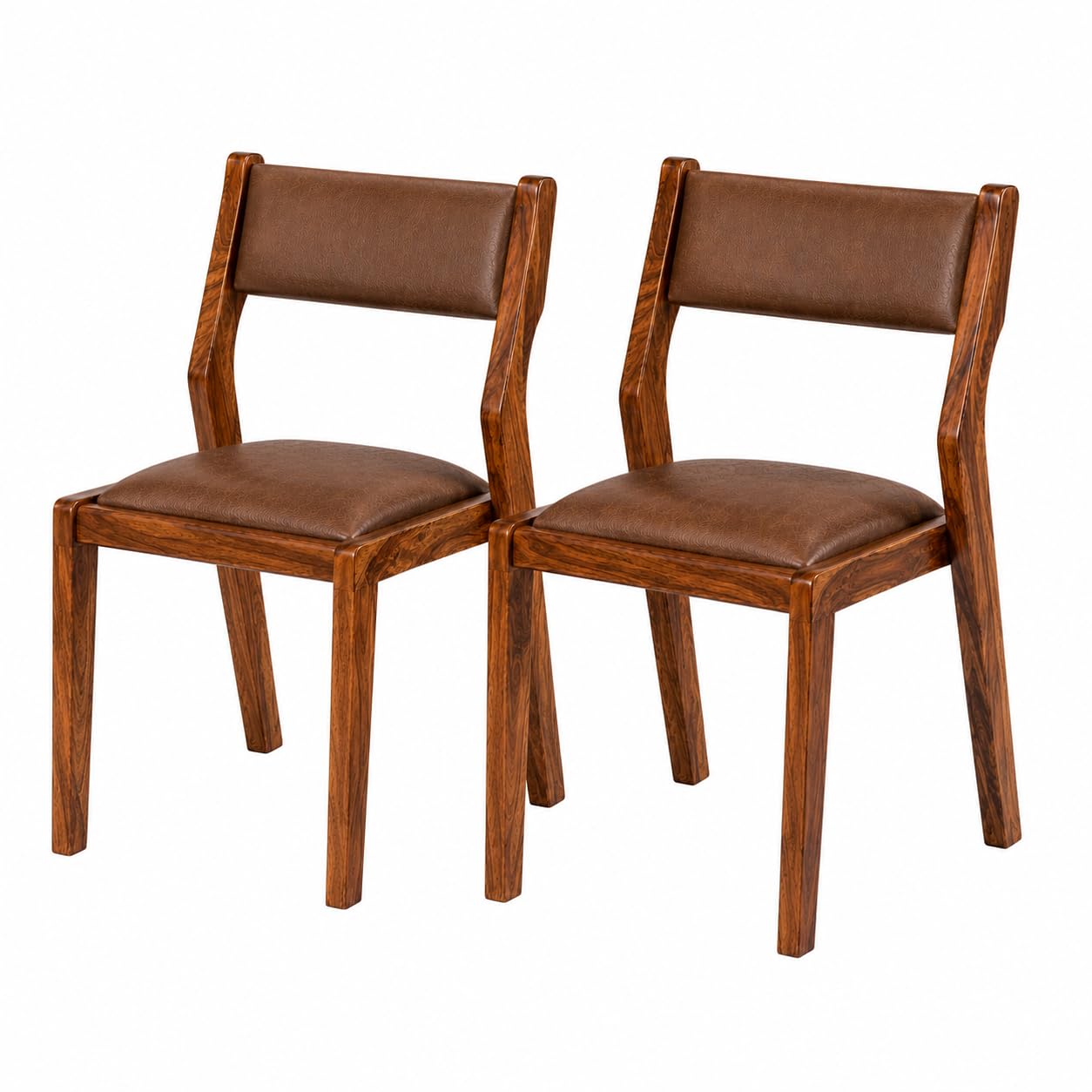 Set of 2 Solid Sheesham Wood Dining Chairs | Rustic Teak Brown Finish | Wooden Dining Chair for Dining Room, Living Room & Bedroom | Handcrafted Rosewood Chair |Modern (with Cushion)-image-27
