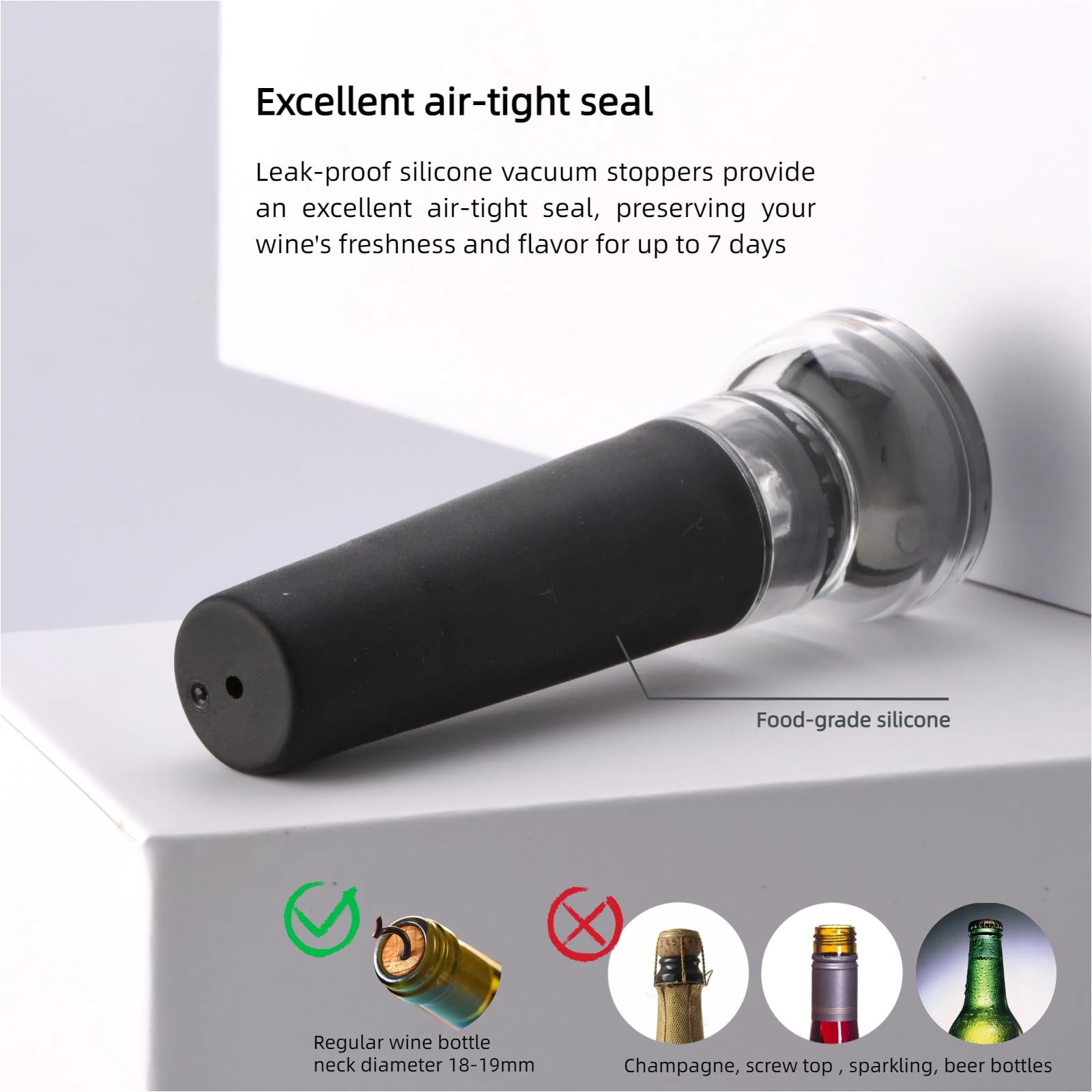 Juego de aireador y dispensador de vino eléctrico recargable, decantador de vino eléctrico con 2 tapones de vino al vacío, base de carga, acero inoxidable, vertedor de vino 5